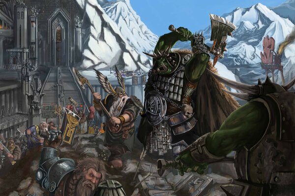 Обои warhammer, дварфы, бои