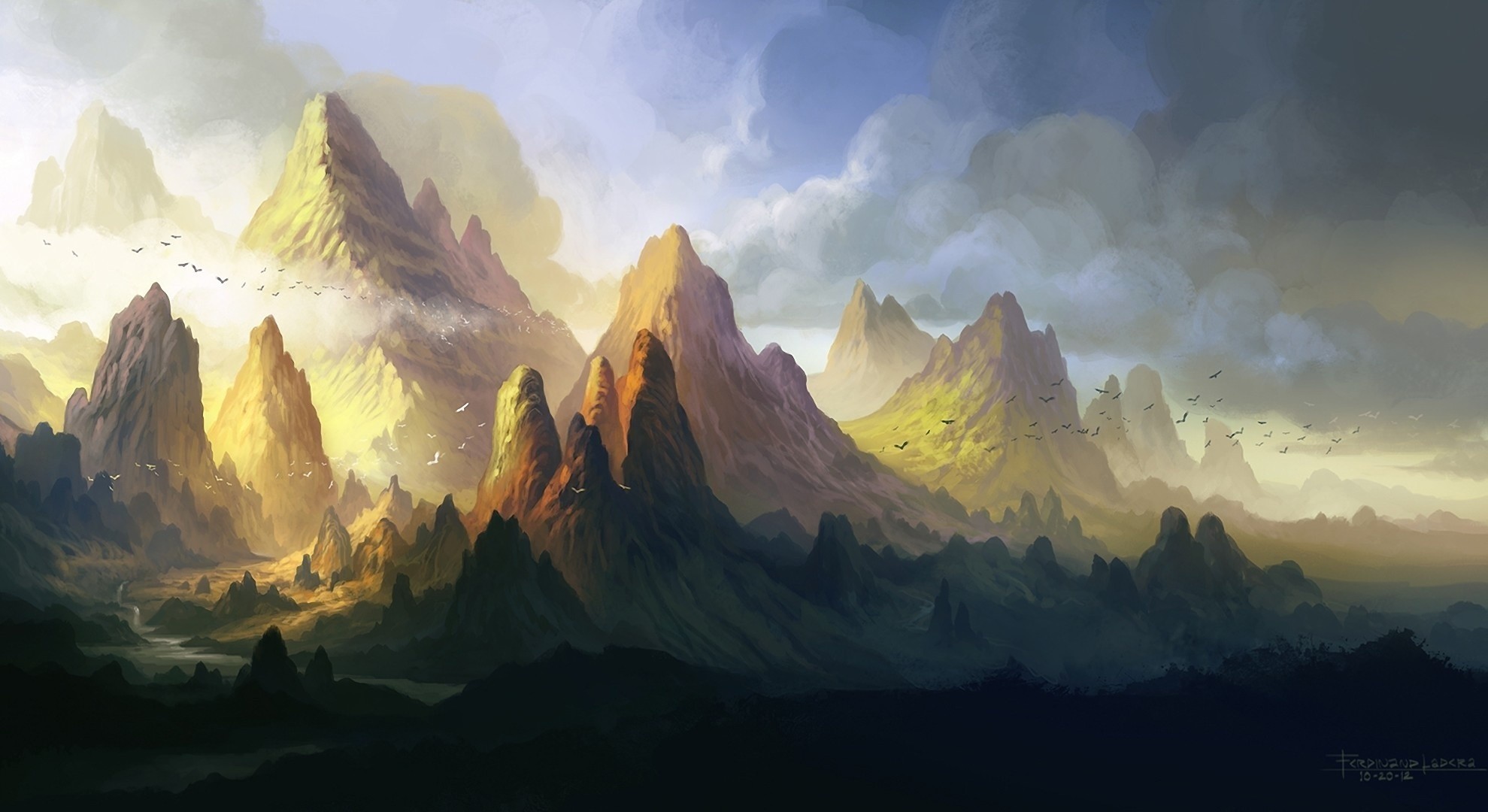 ridge clouds mountain art