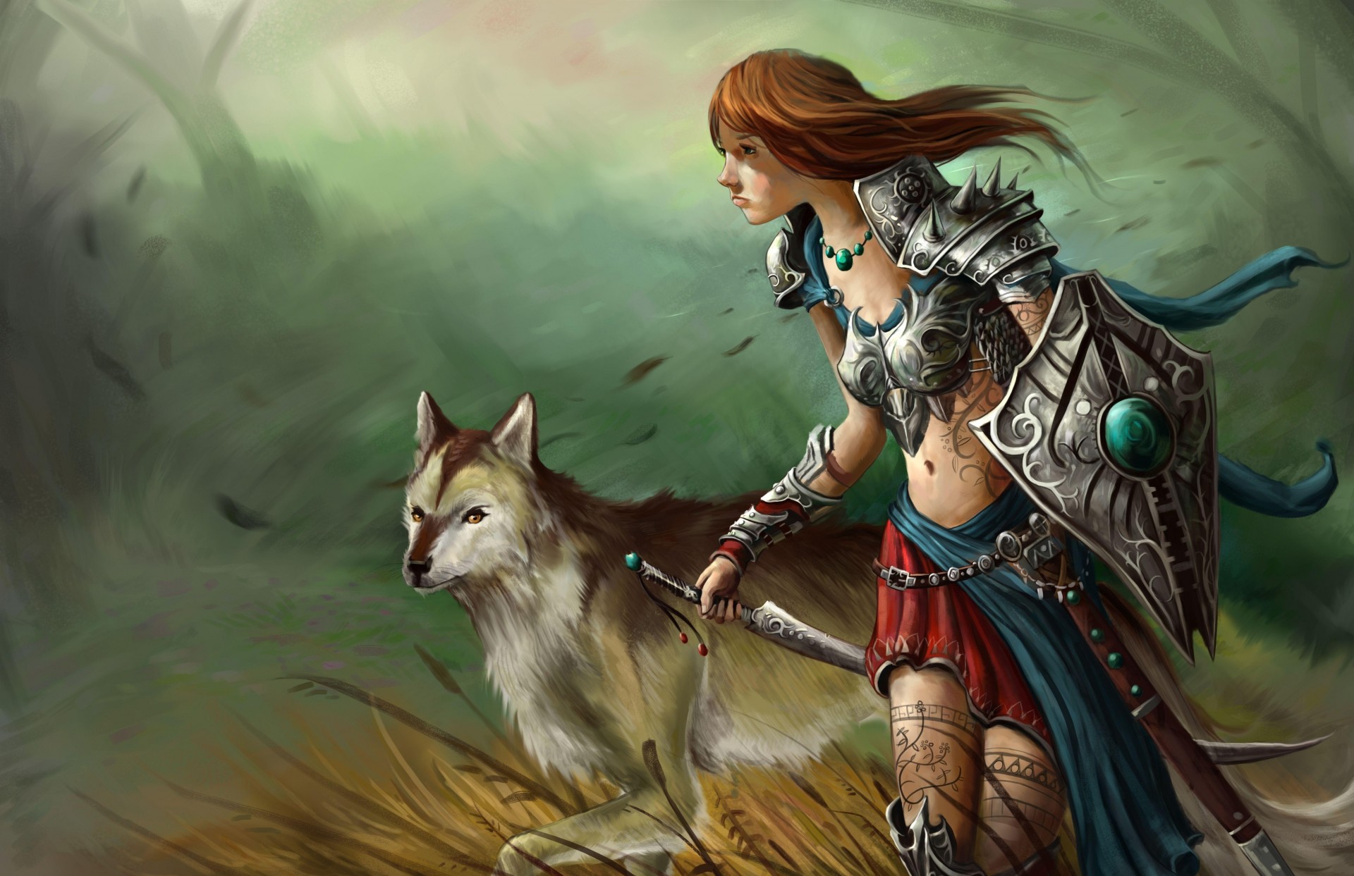 the field wolf amazon girl warrior