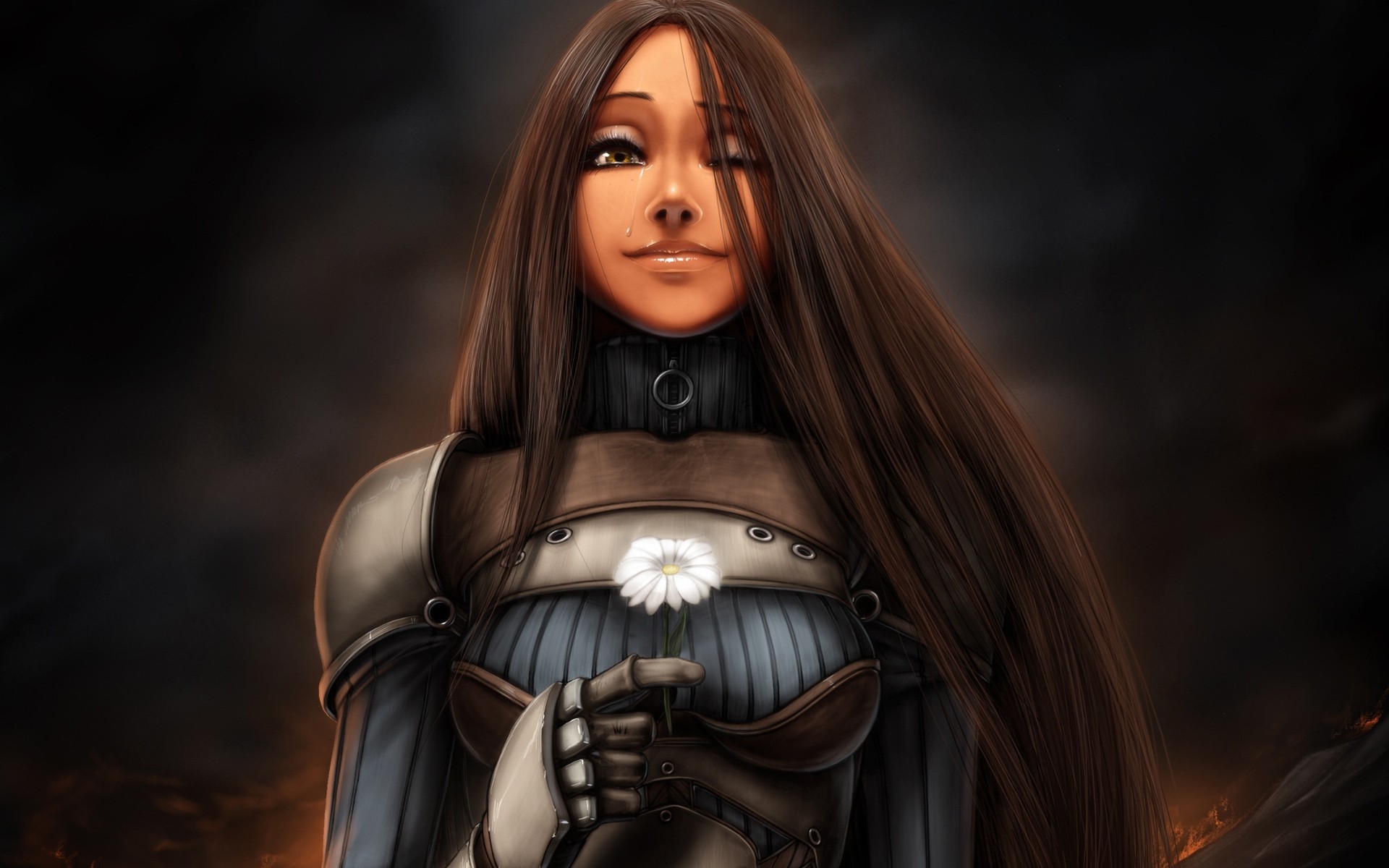 flower girl armor daisy tears art emotion