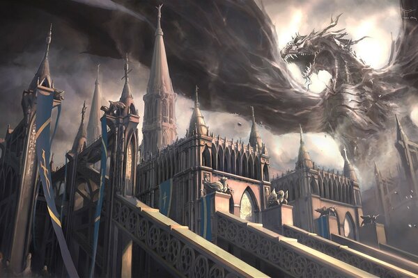 Monster. The Dragon over the sleeping castle