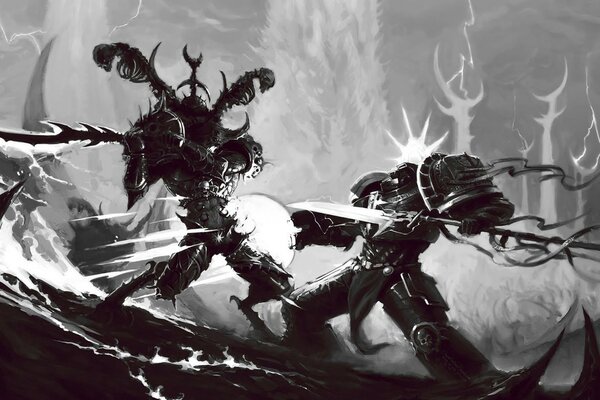 Black and white demonic battle