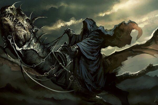 Nazgul from the Lord of the Rings in the Night