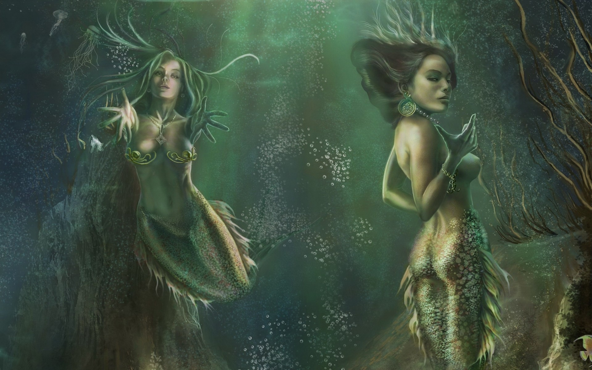 art algae masterbo girls under water tail bubbles mermaid underwater