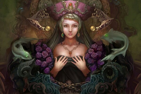 Arte chica Piscis signo del zodiaco