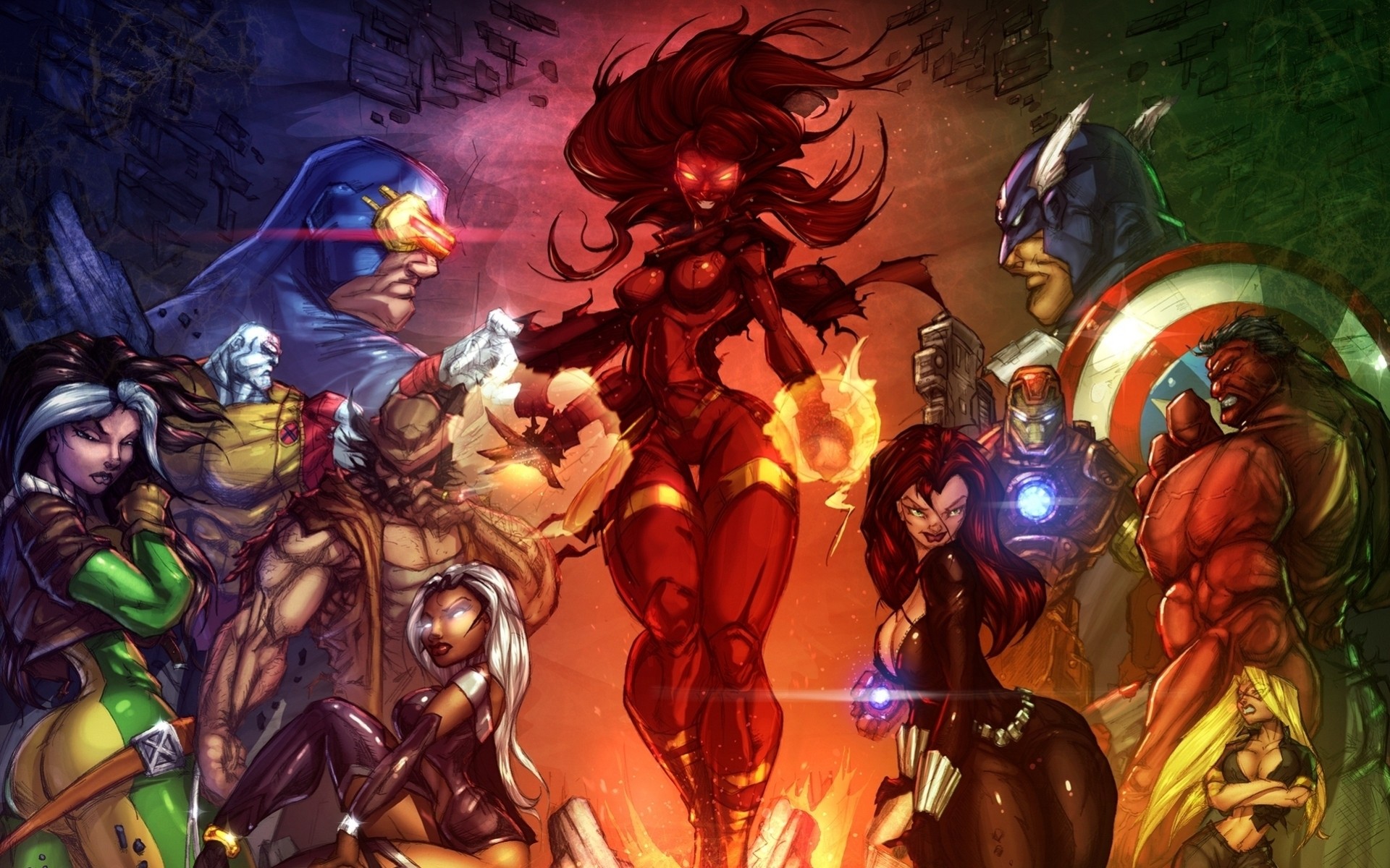 héros avengers art super-héros confrontation x-men fantaisie fanart