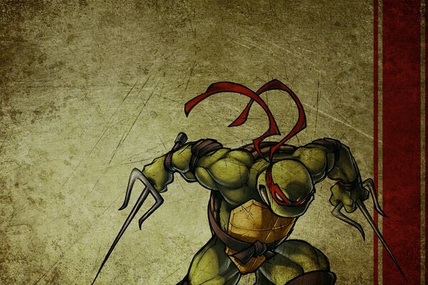 Teenage Mutant Ninja Turtle Raphael with swords