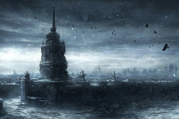 Les corbeaux encerclent Moscou post-apocalyptique