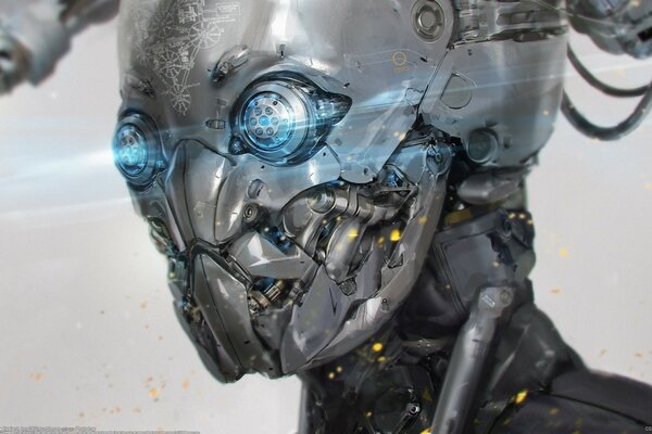 Robot cyborg con ojos azules