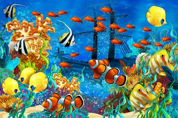 The sea world through the eyes of a cartoon