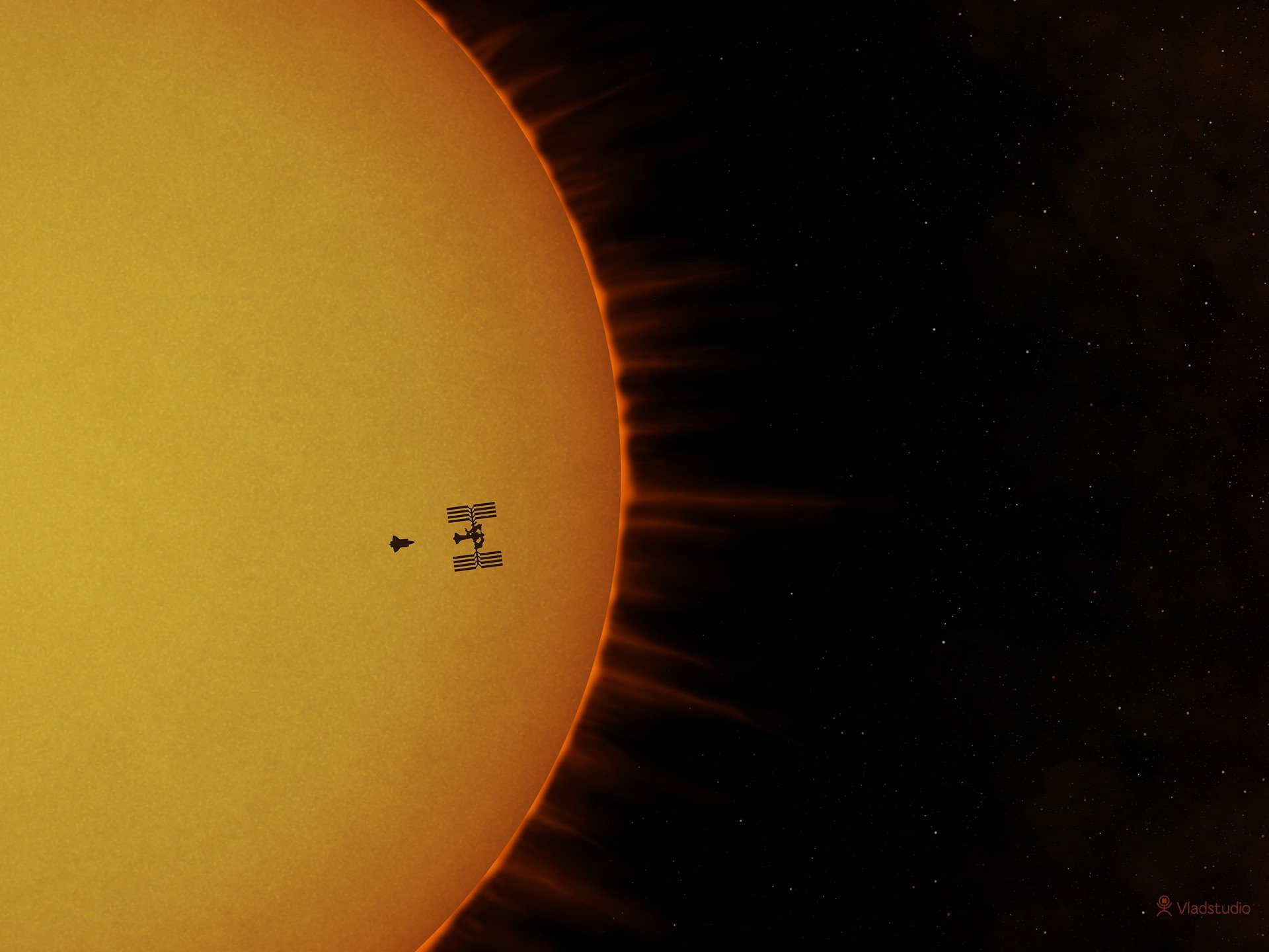 atlantis iss soleil station spatiale