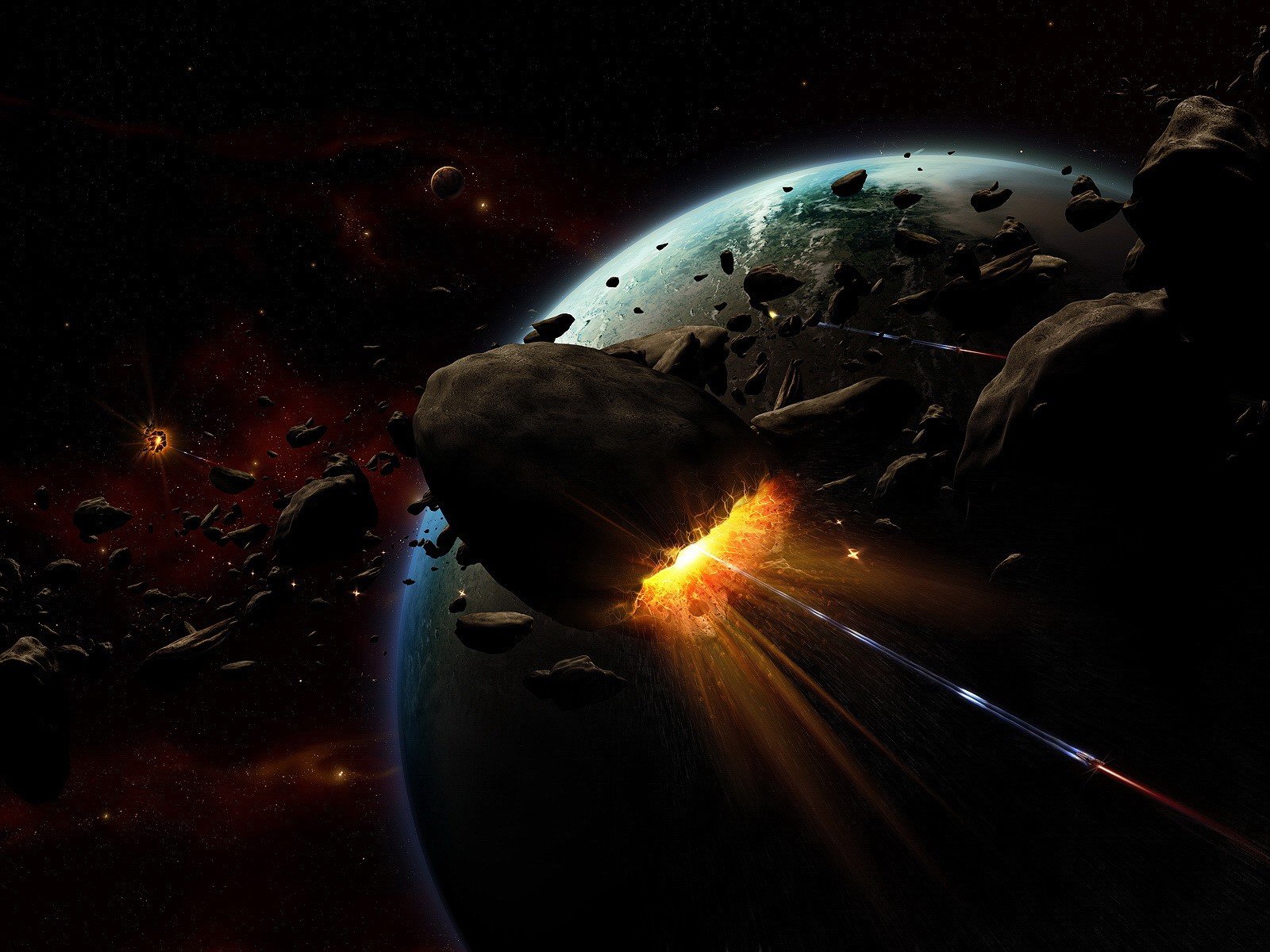 asteroids explosion planet