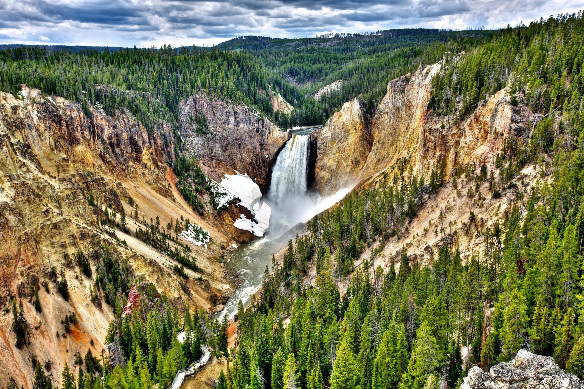 landschaft fluss wasserfall yellowstone-nationalpark