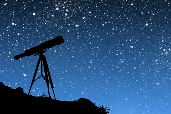 Teleskop na tle cudownego gwiaździstego nieba