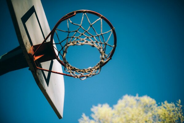 Basketball hoop on the sky background