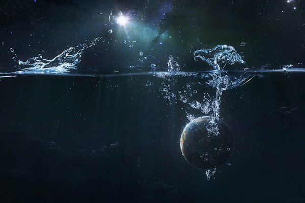 Fantastica immagine di un pianeta sott acqua nell universo