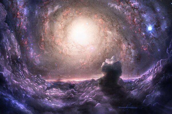 Галактика млечный путь красивые цвета яркое сияние