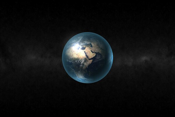 Planet Earth in black outer space