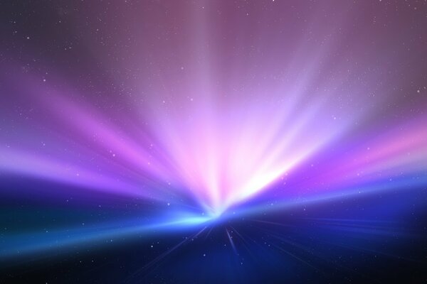 A stream of violet rays of light in space