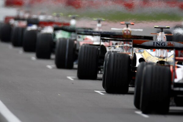 Wheels of sports cars on Formula