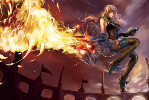 Flying Fire Girl Art