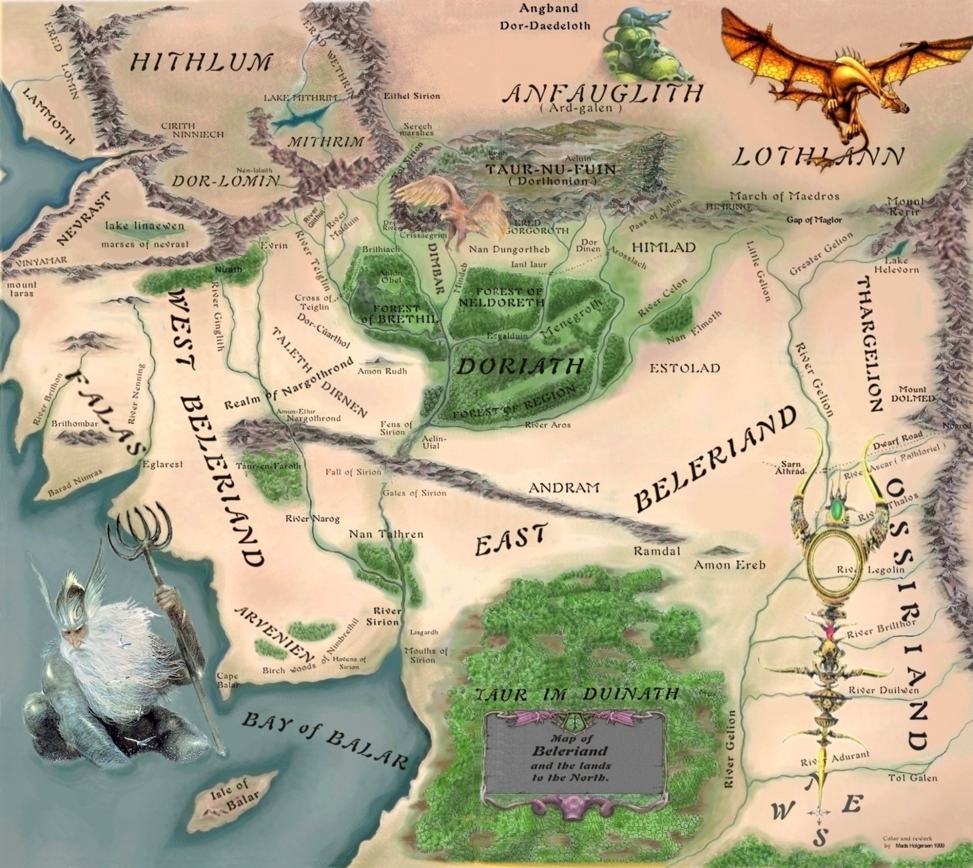 mapa doriath christopher tolkien gondolina nargothrond arda angband silmarillion królestwa elfów władca pierścieni śródziemie john ronald reuel tolkien