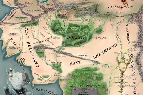 Karte der Elfen Königreiche aus dem Herr der Ringe