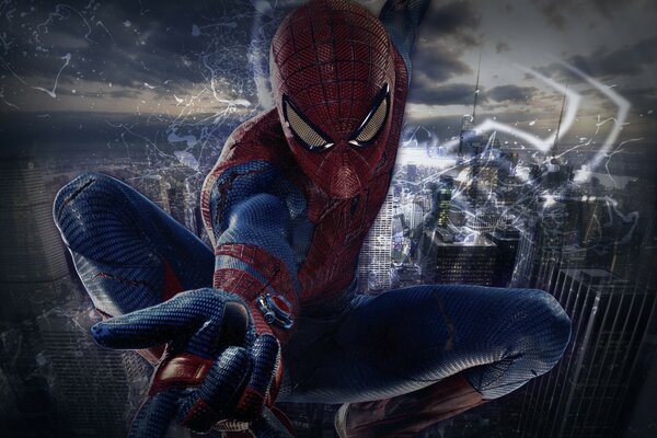 Человек-паук на фоне города