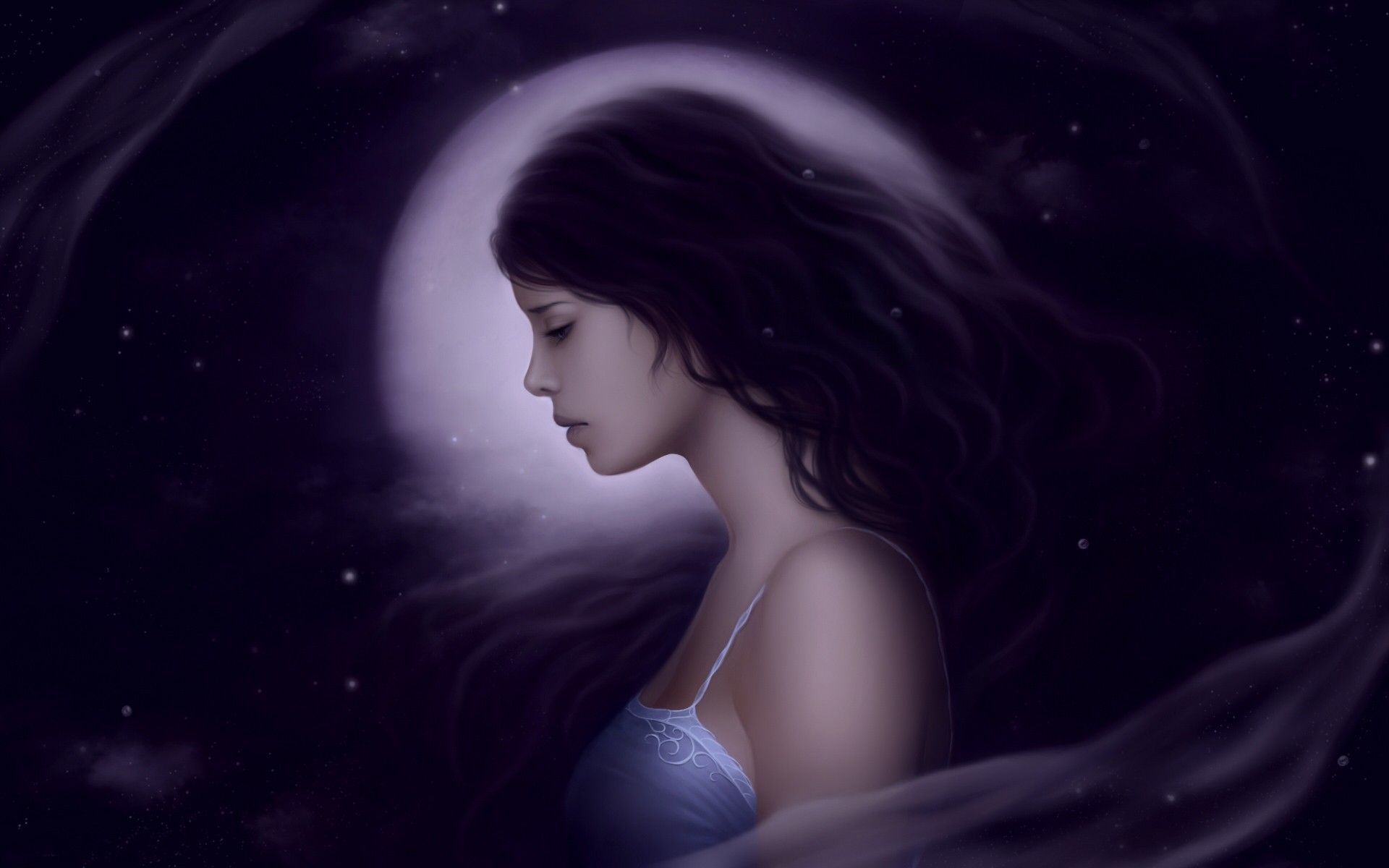 noc dziewczyna księżyc