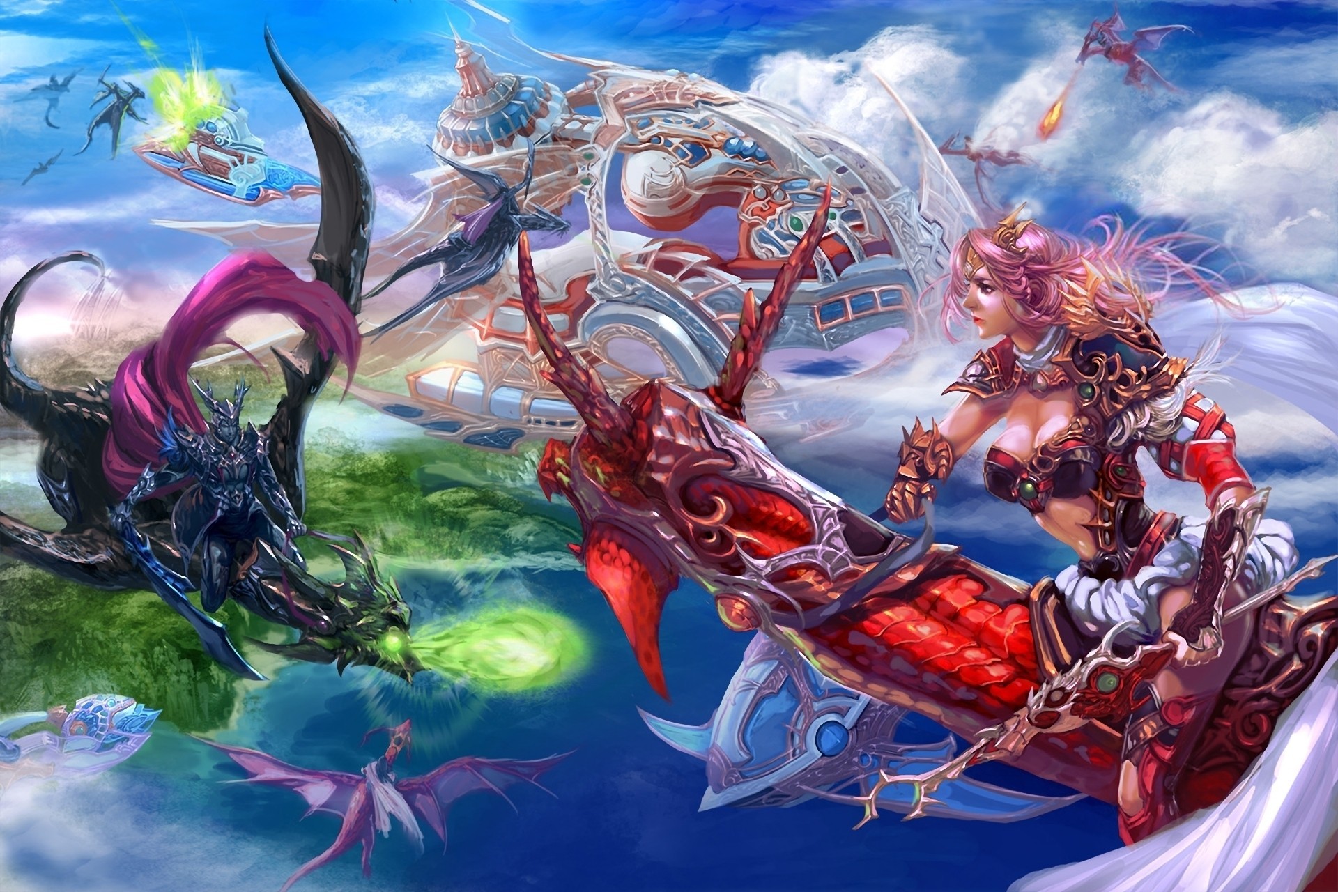 in the sky weapon girl freight man dragons art battle magic xiaobotong