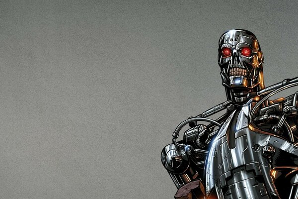 Fantastic T-800 robot made of steel