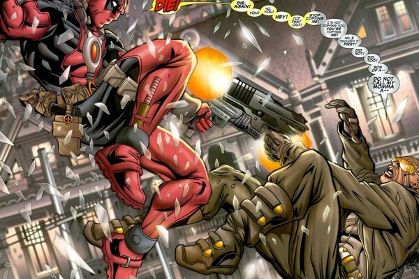 Deux héros de bande dessinée Marvel avec des armes