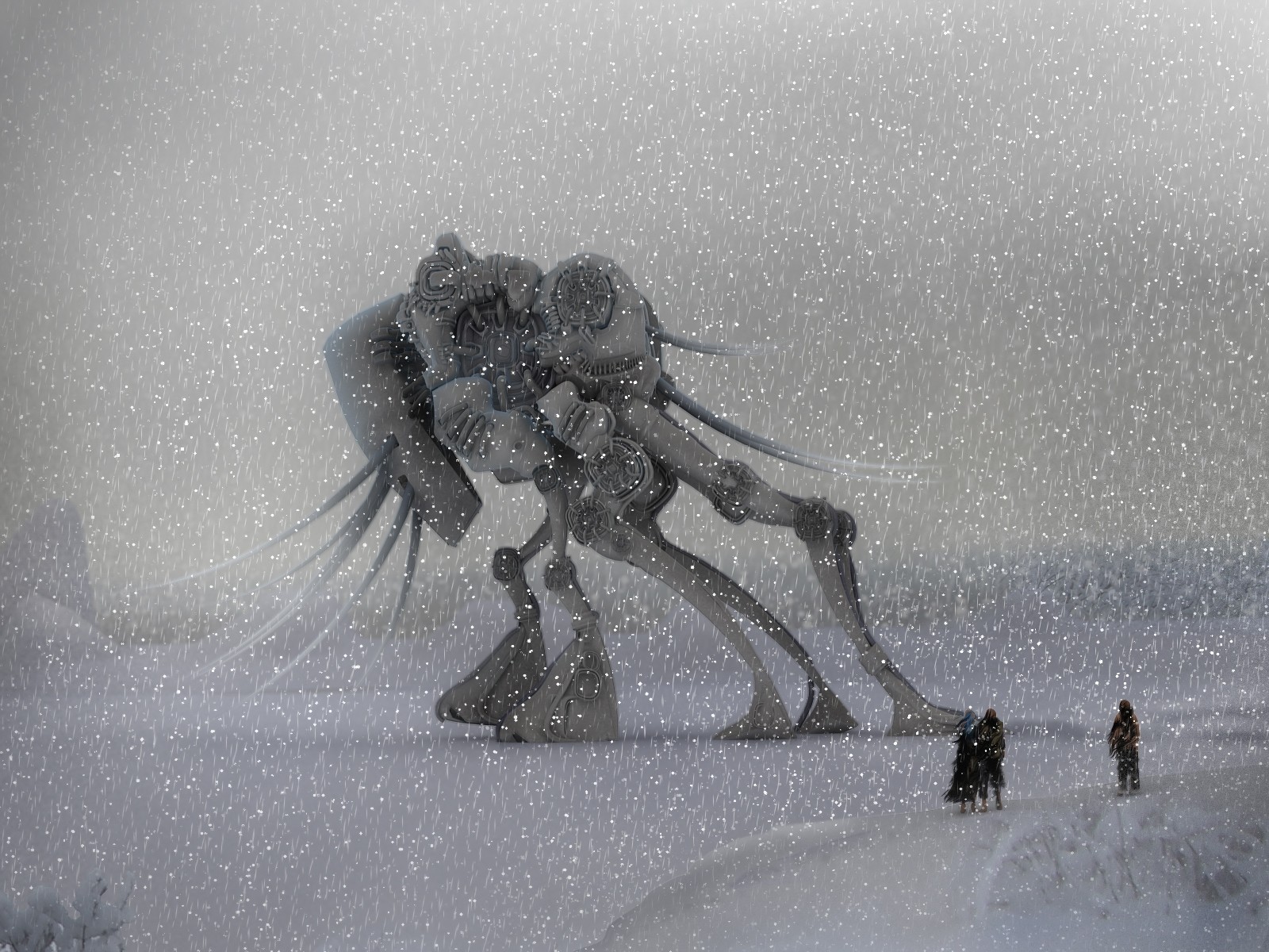 robot nieve invierno mundos