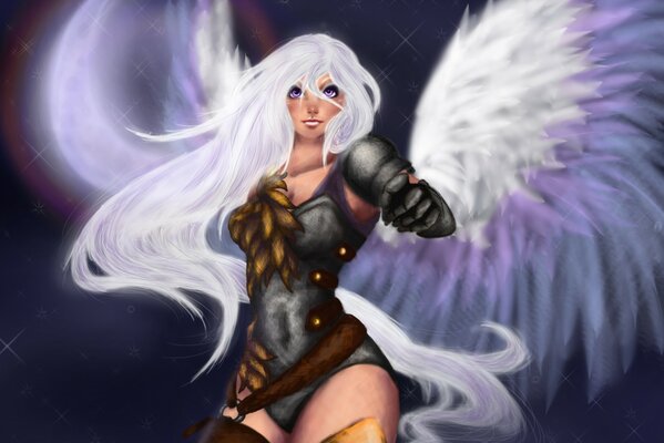 The angel girl is spectacular with wings