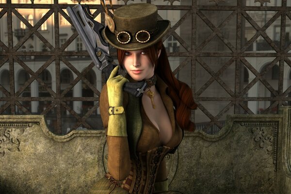 Jolie fille dans le style steampunk