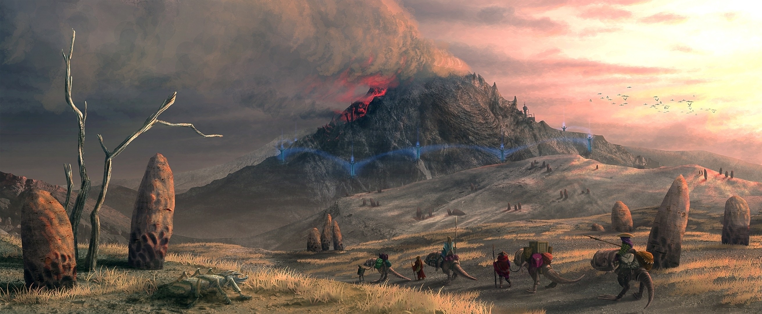 pierres art fumée montagne caravane lelek1980 volcan morrowind désert