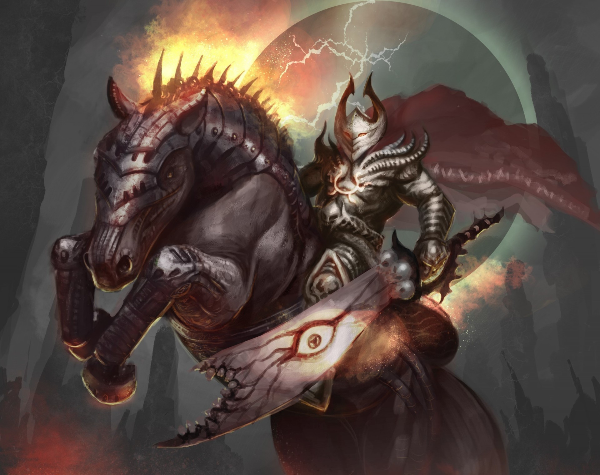 art armor lightning sword horse warrior armour