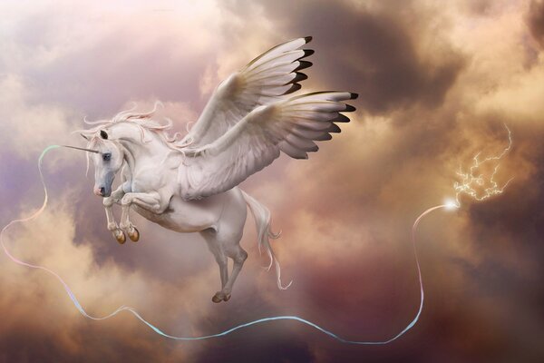 Pegaso, el unicornio que corta la chispa del rayo