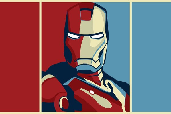 Iron Man na daukolorowym tle