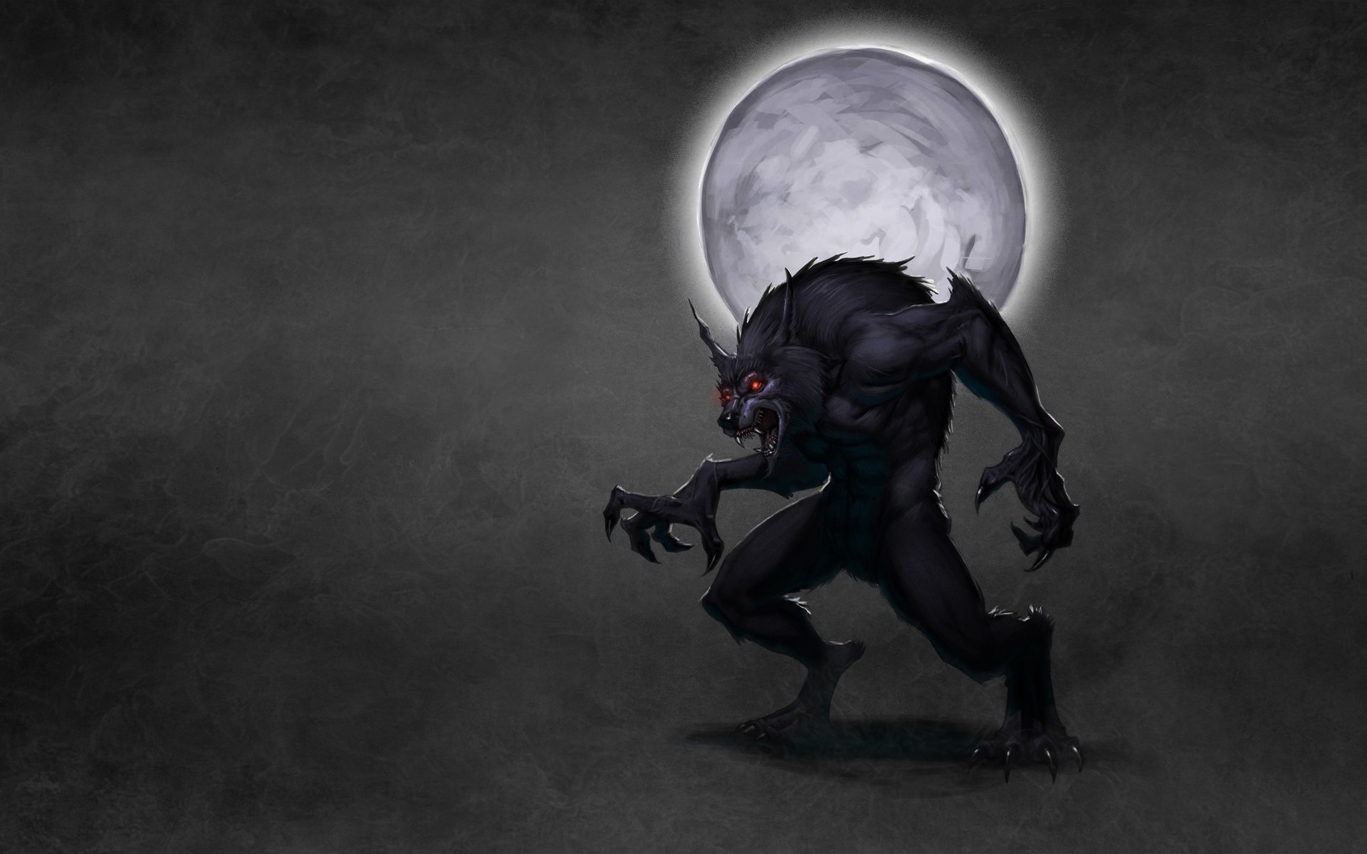 werewolf dusky background red eyes wolf smoke moon