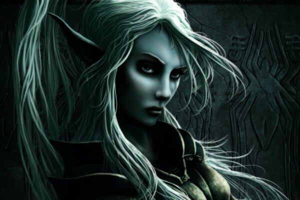 An image of an elf girl on a dark background