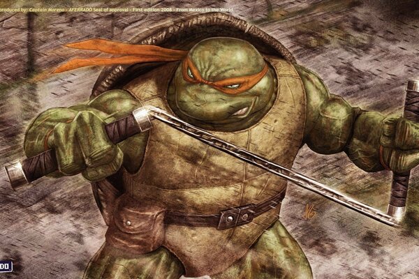 Michelangelo s ninja turtle with a gun