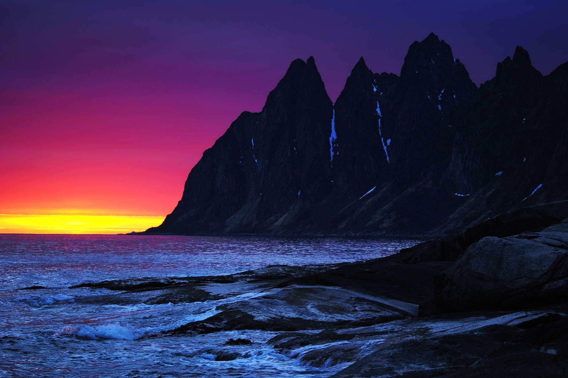 steine sonnenuntergang welle nacht himmel meer berge felsen