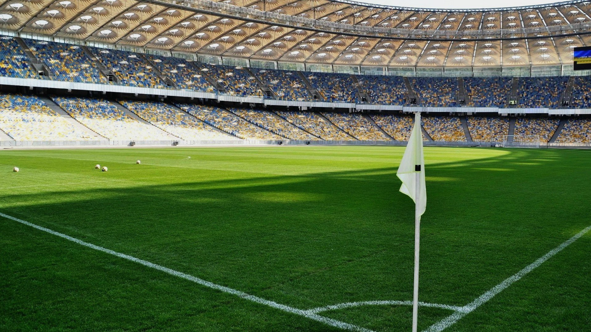 fútbol estadio césped bandera esquina