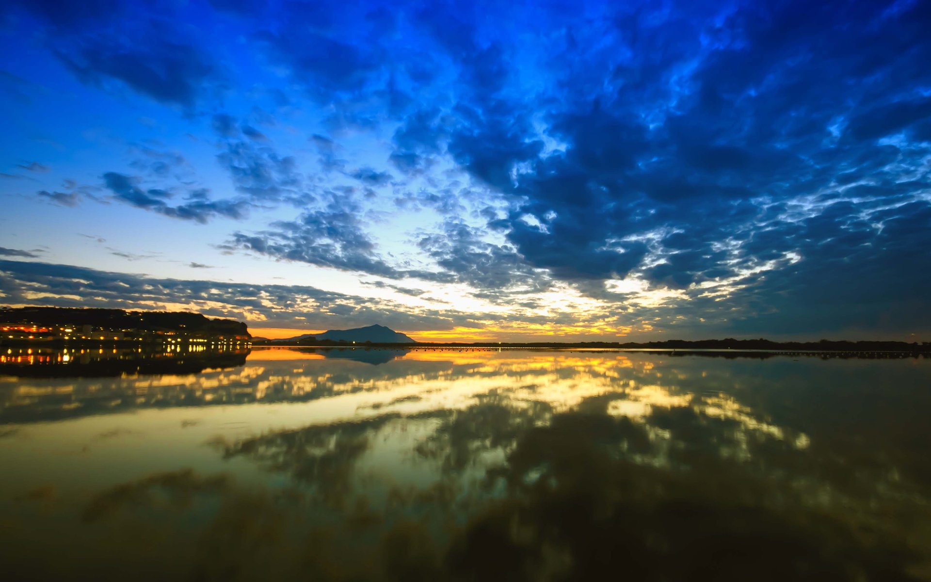 landscape water lake nature dawn reflection