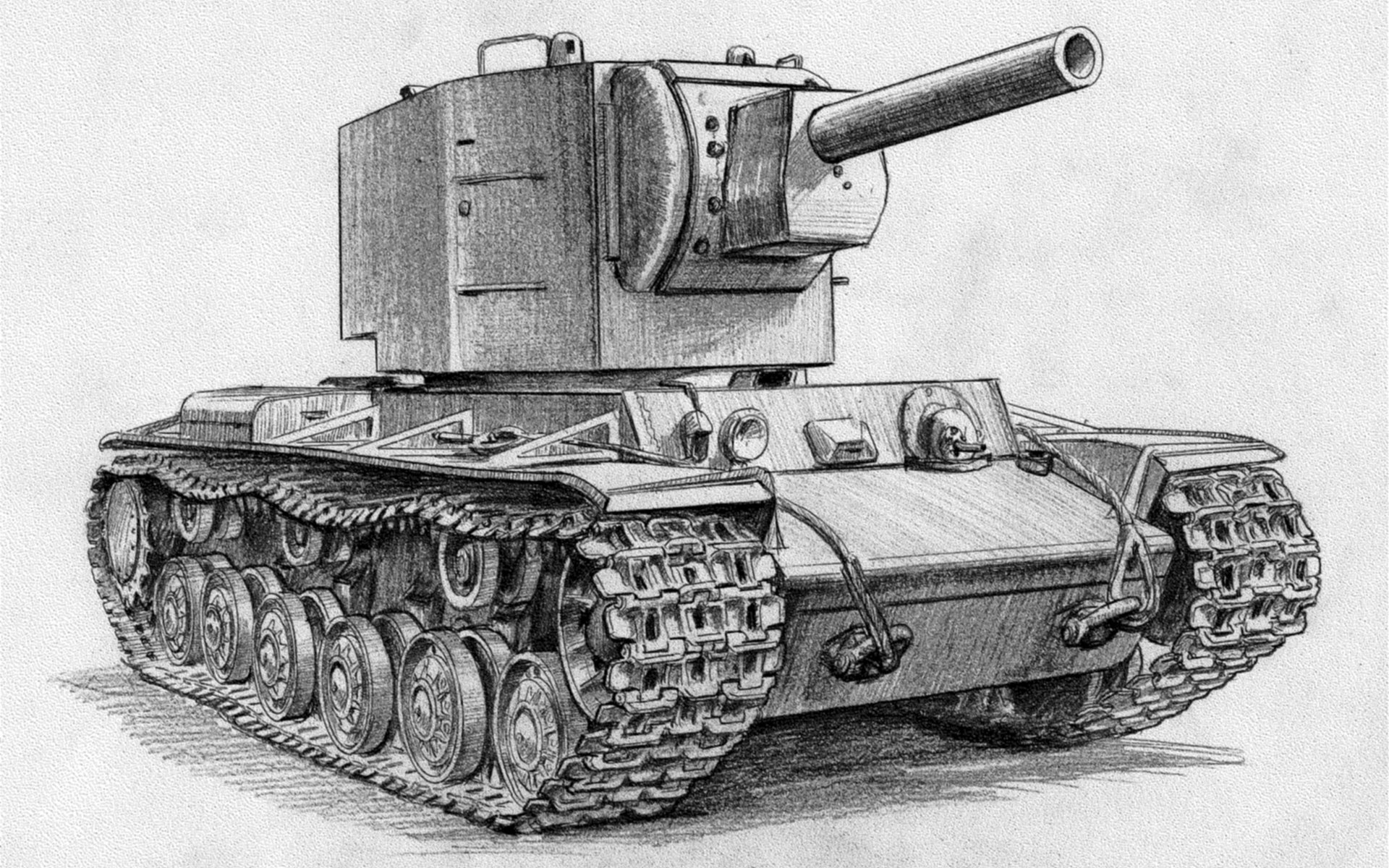 tank kv-2 bleistift zeichnung udssr