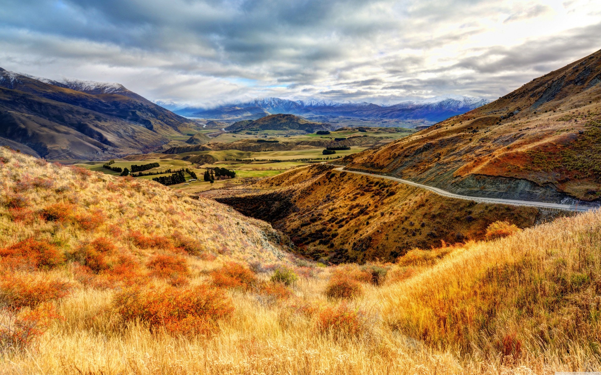 road clouds desert hills nature summer