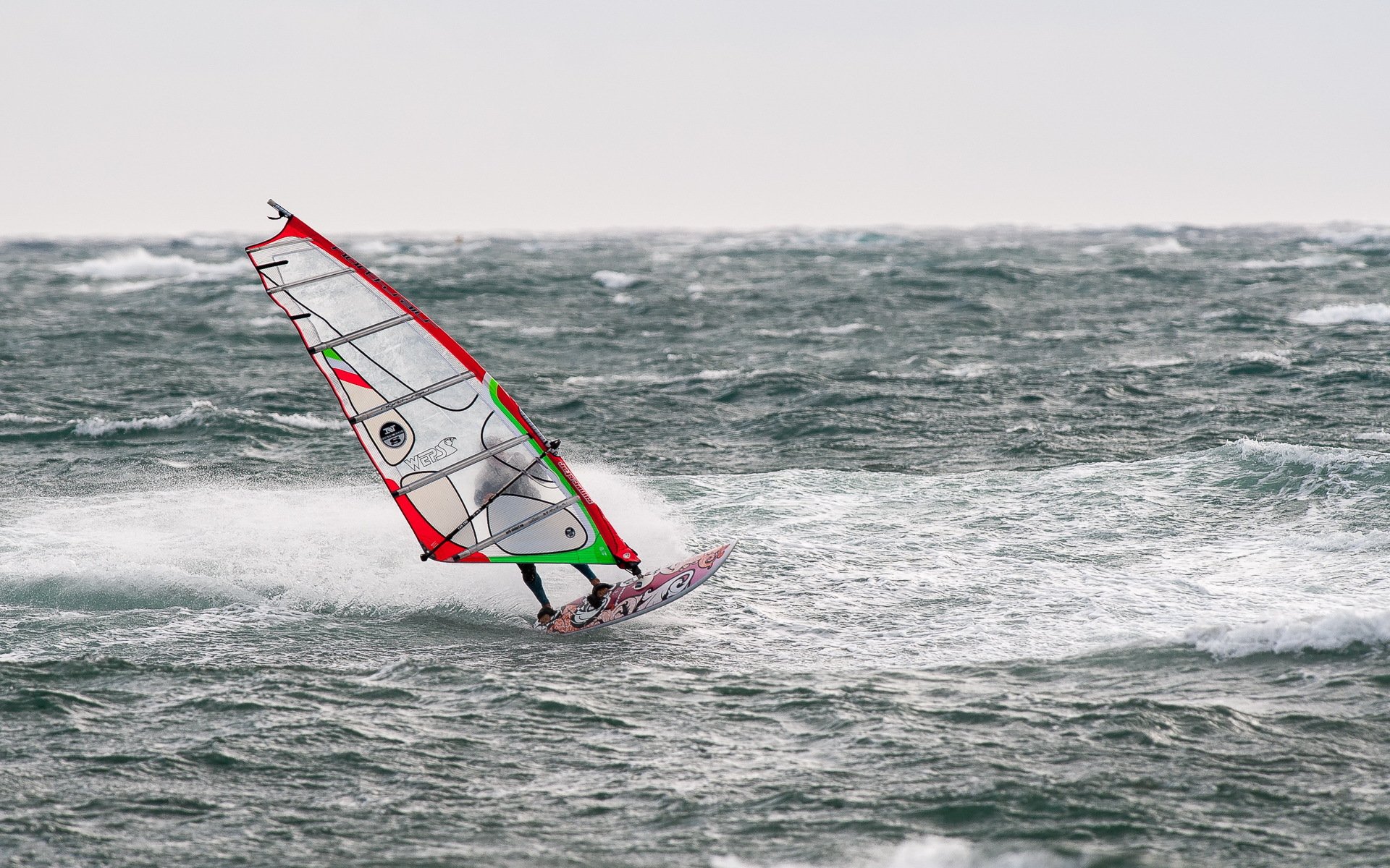 windsurfer sports sea