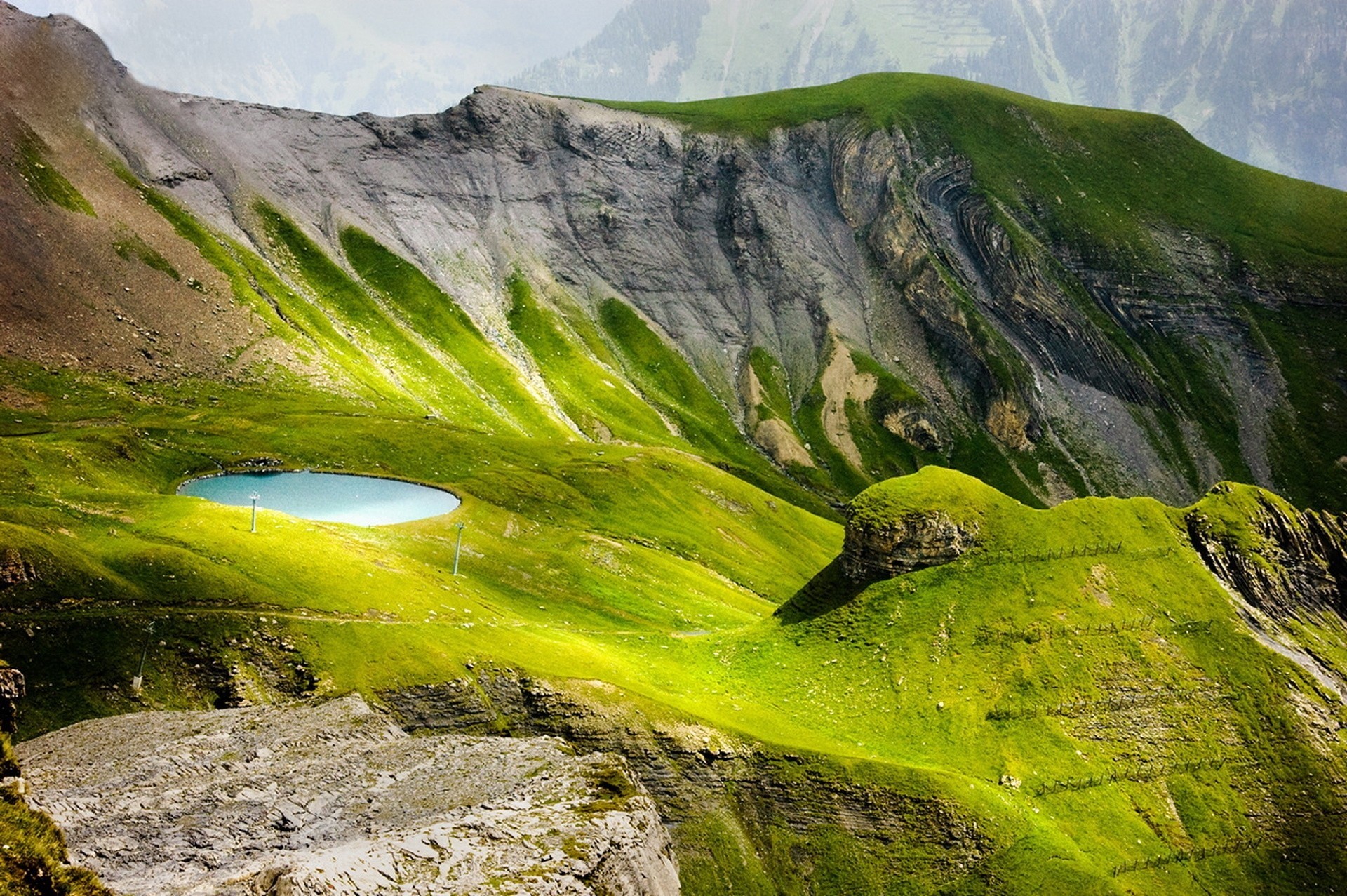 verdure suisse lac alpes ciel beauté montagnes