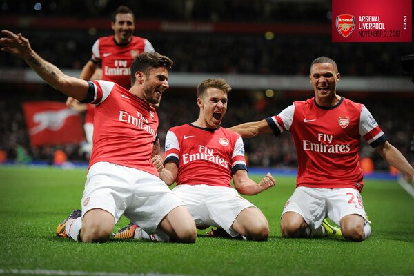 Arsenal players on the football field